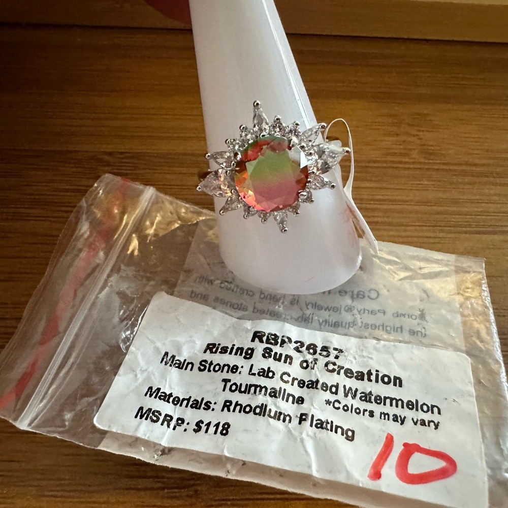 Lab Created Watermelon Tourmaline Ring